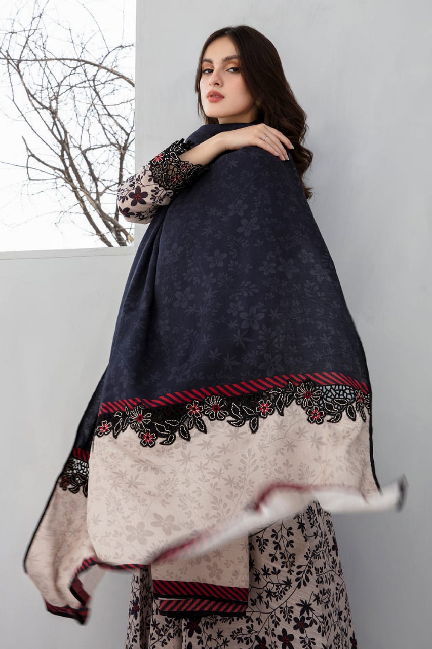 EL-BQ410 Digital Printed Khaddar 3Pc Suit With Digital Printed Khaddar Dupatta - ELAFF