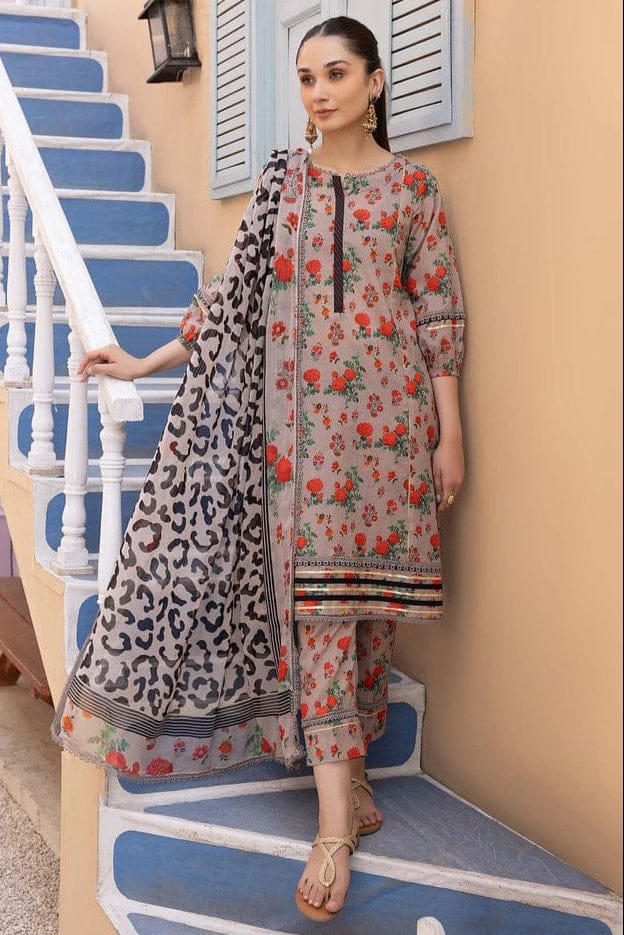 EL-CH06 Unstitched Digital Printed Lawn Suit 3pc With Digital Printed Lawn Dupatta - ELAFF