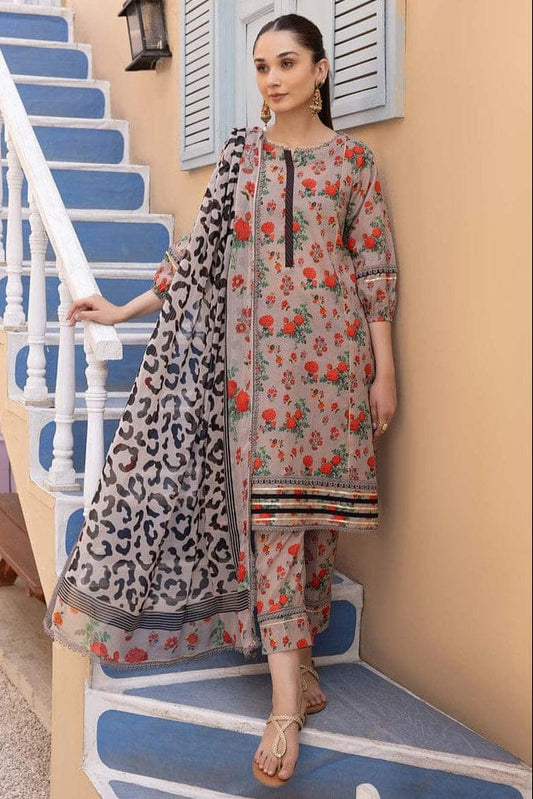 EL-CH06 Unstitched Digital Printed Lawn Suit 3pc With Digital Printed Lawn Dupatta - ELAFF