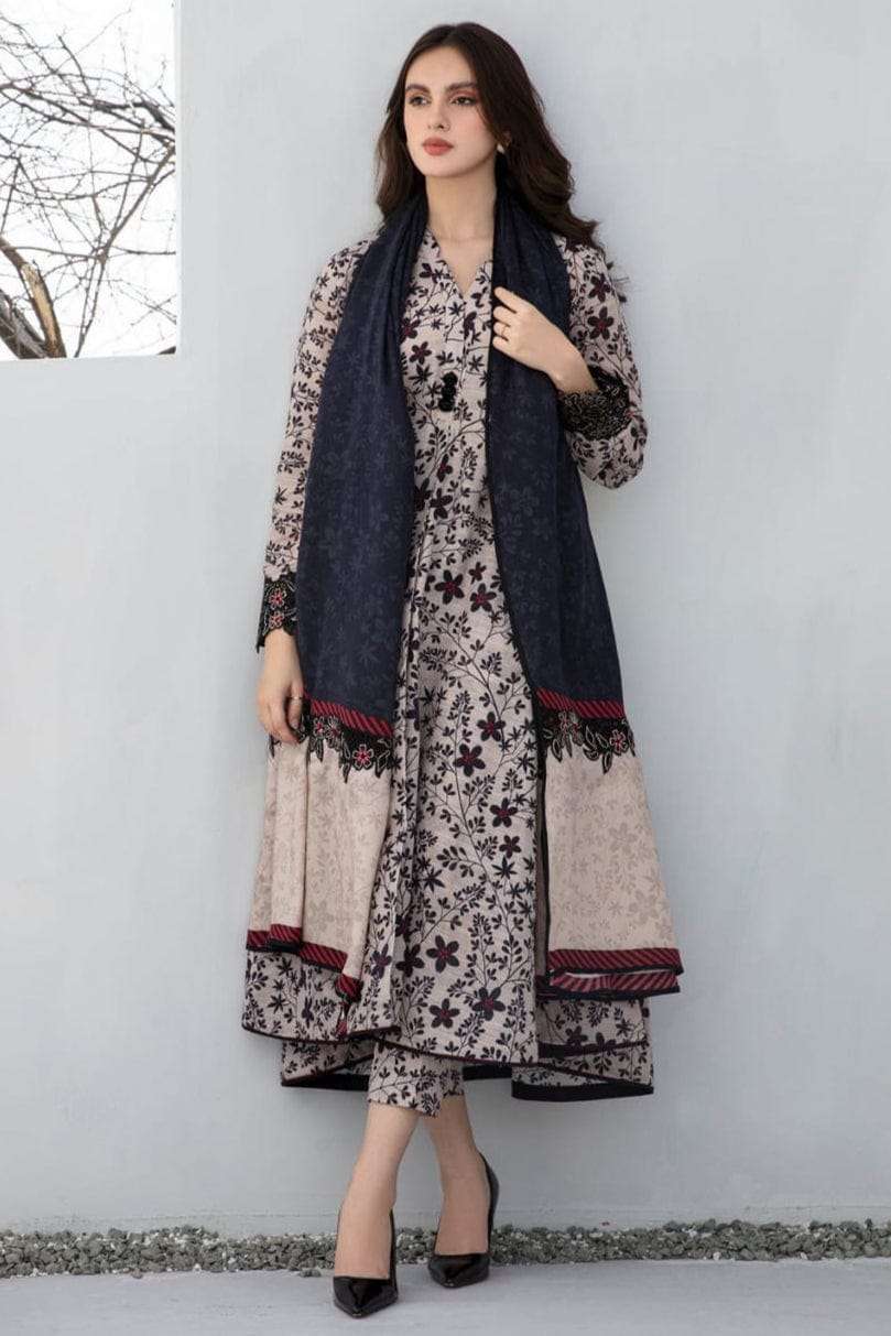 EL-BQ410 Digital Printed Khaddar 3Pc Suit With Digital Printed Khaddar Dupatta - ELAFF