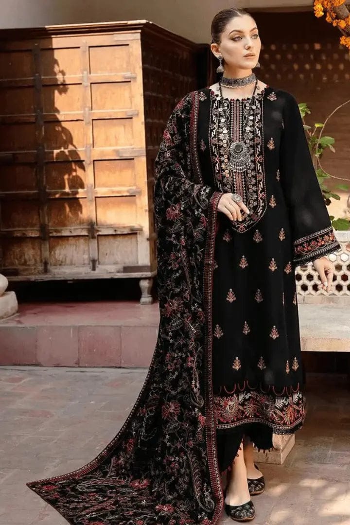 EL-RM650 Unstitched Heavy Embroidered Dhanak Suit With Embroidered Dhanak Shawl - ELAFF