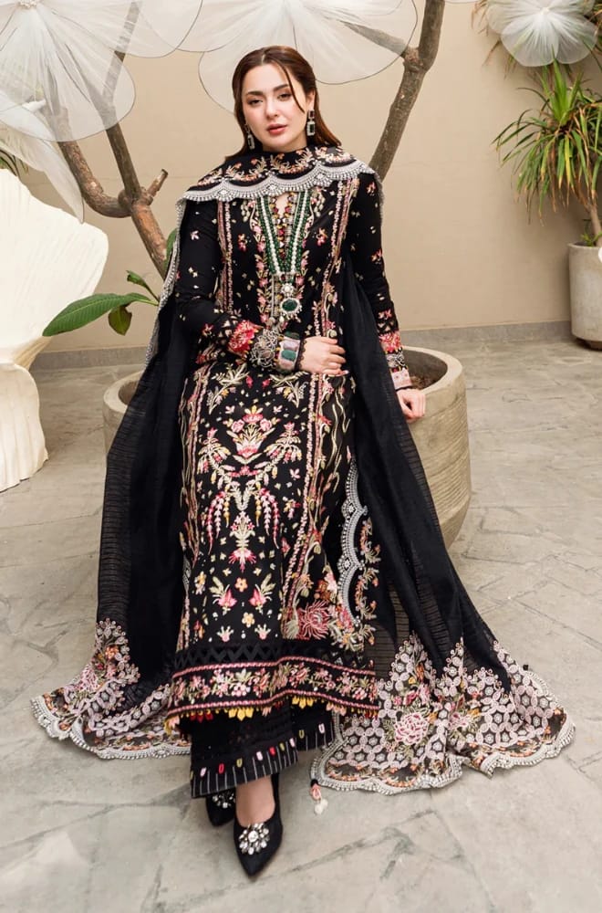EL-QL2655 Unstitched Heavy Embroidered Dhanak Suit With Bamber Chiffon Embroidered Dupatta - ELAFF