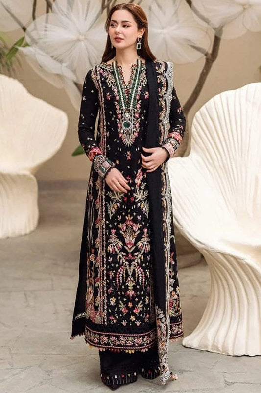EL-QL2655 Unstitched Heavy Embroidered Dhanak Suit With Bamber Chiffon Embroidered Dupatta - ELAFF