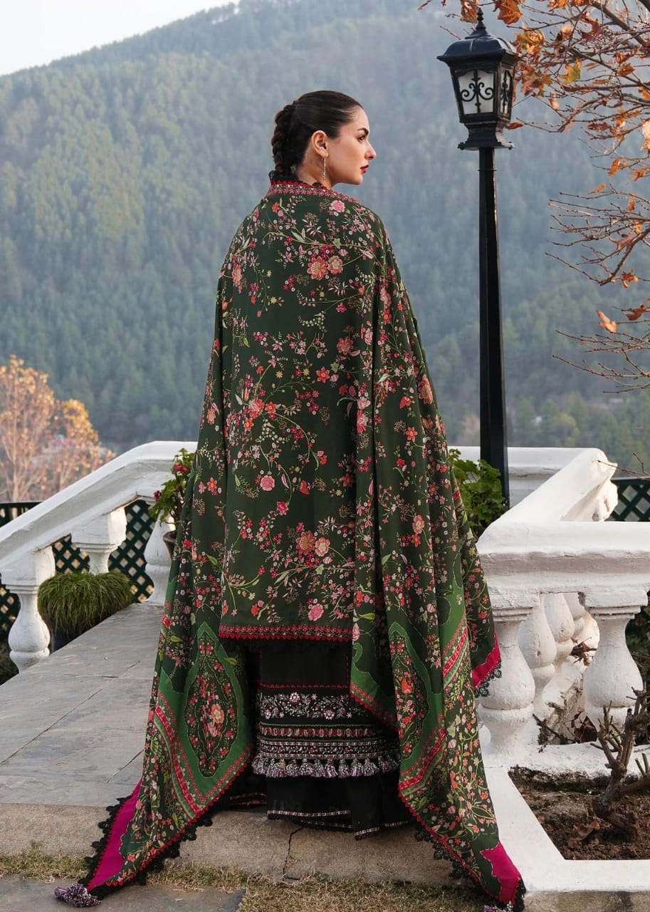 EL-MB520 Dhanak Embroidered Suit With Digital Printed Woolen Shawl - ELAFF