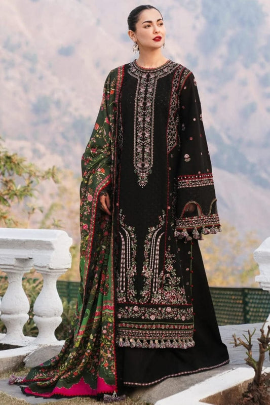 EL-MB520 Dhanak Embroidered Suit With Digital Printed Woolen Shawl - ELAFF