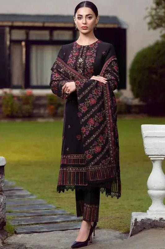 EL-920 Unstitched Heavy Embroidered Dhanak Suit Embroidered Dhanak Shawl - ELAFF