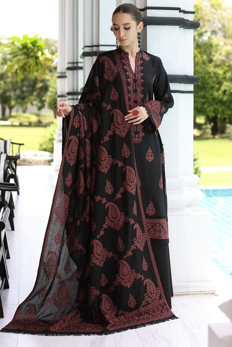 EL-SP565 Unstitched Heavy Embroidered Dhanak Suit With Embroidered Dhanak Shawl - ELAFF