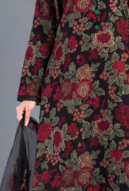 EL-BR345 Lawn Unstitched Embroidered 3pc Suit With Embroidered Chiffon Dupatta - ELAFF