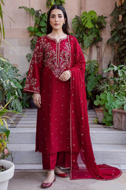 EL-BT2700 Unstitched Fully Embroidered Lawn Suit With Embroidered Bamber Chiffon Dupatta