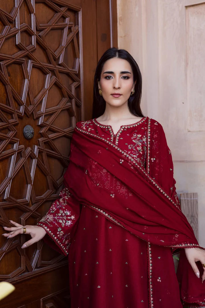 EL-BT2700 Unstitched Fully Embroidered Lawn Suit With Embroidered Bamber Chiffon Dupatta