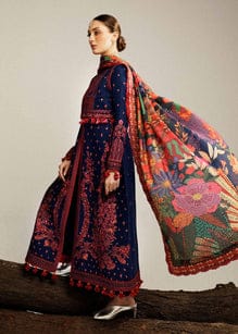 EL-HR570 Dhanak Embroidered Suit With Digital Printed Woolen Shawl - ELAFF
