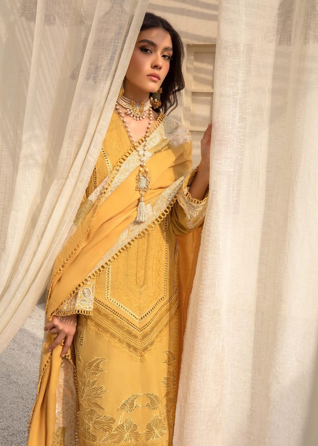 EL-SS1220 Heavy Embroidered Lawn 3Pc Suit With Lawn Embroidered Dupatta - ELAFF