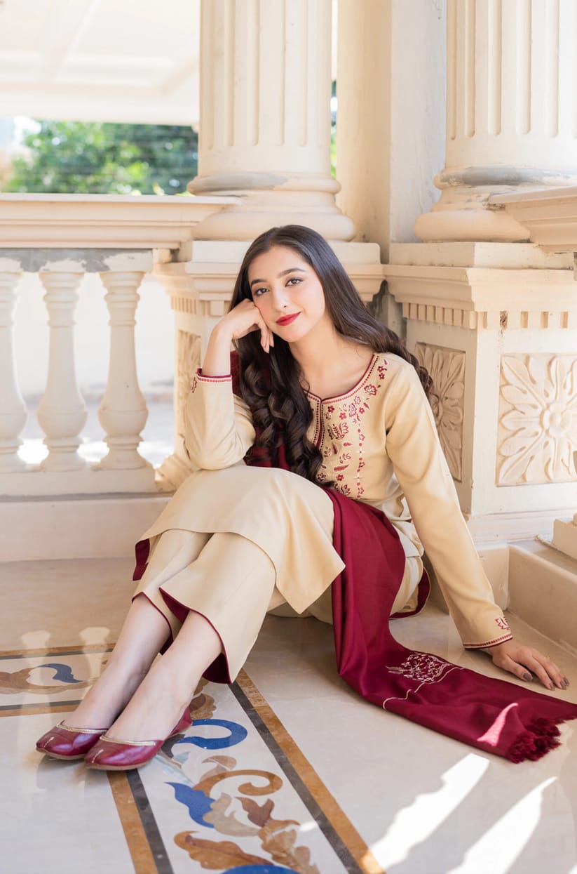 EL-AS25 Unstitched Fully Embroided Dhanak Suit With Dhanak Dupatta - ELAFF