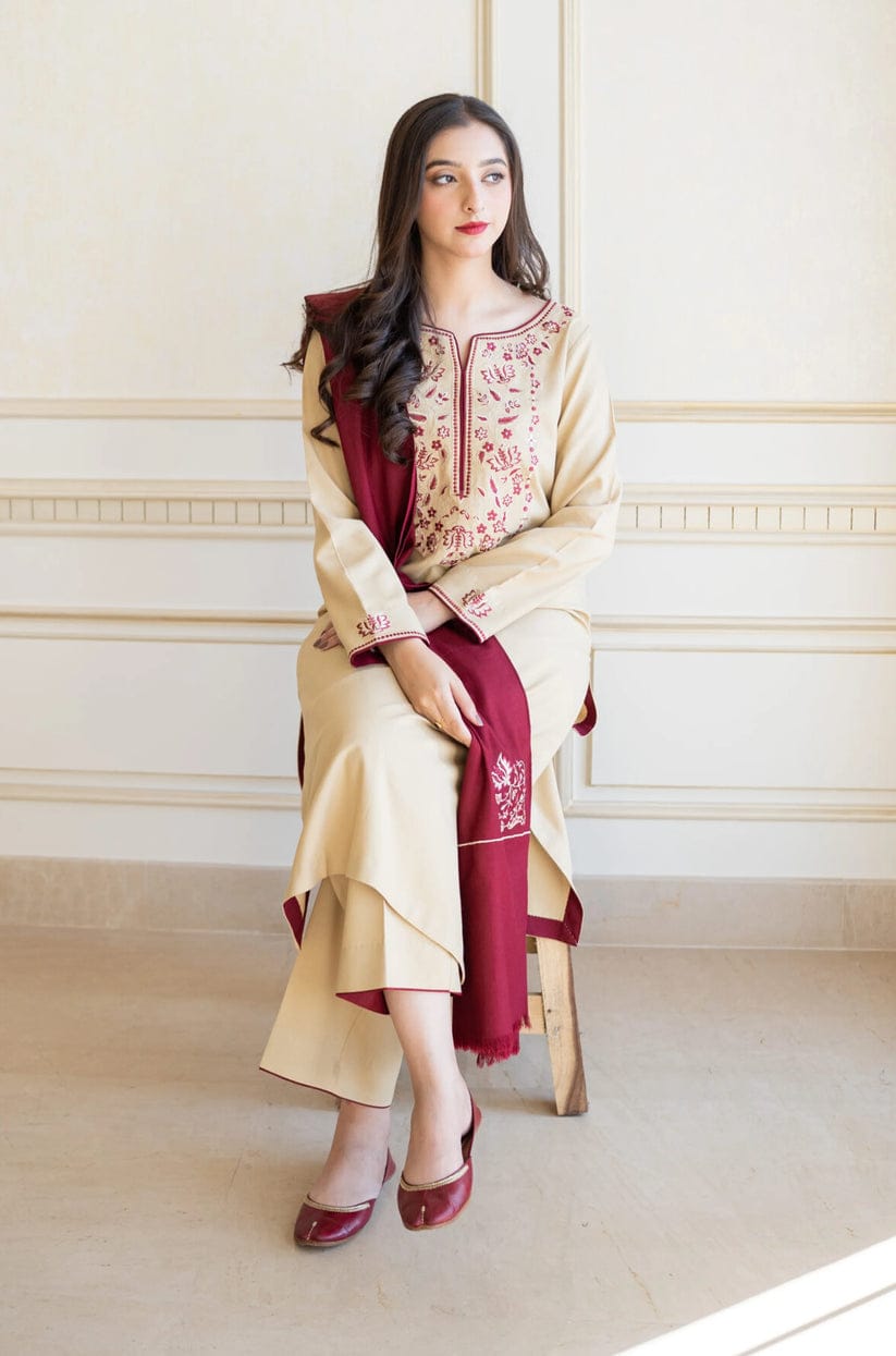 EL-AS25 Unstitched Fully Embroided Dhanak Suit With Dhanak Dupatta - ELAFF