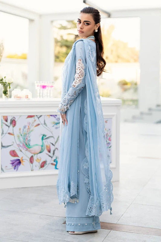 EL-CS2645 Lawn Unstitched Embroidered 3pc Suit With Embroidered Chiffon Dupatta - ELAFF