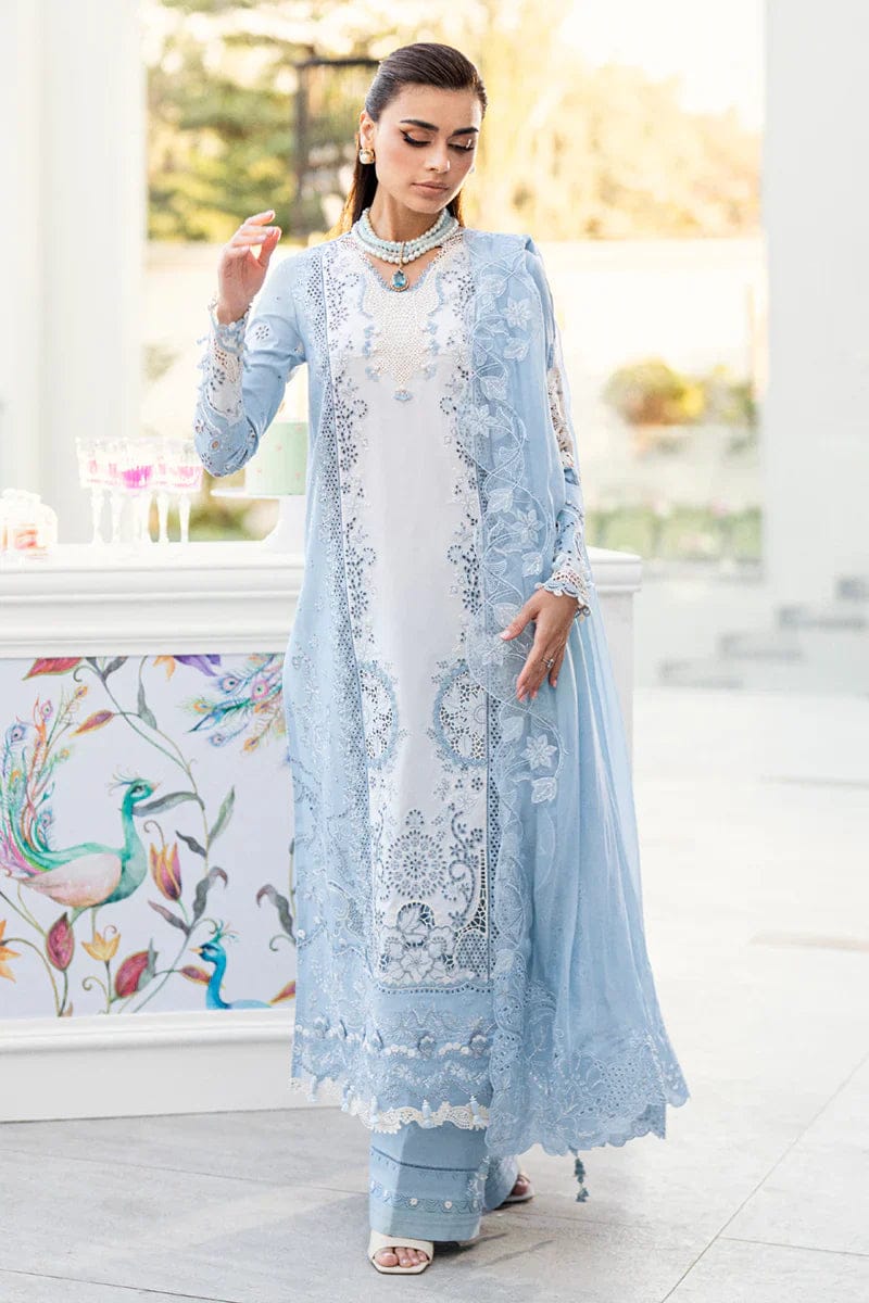 EL-CS2645 Lawn Unstitched Embroidered 3pc Suit With Embroidered Chiffon Dupatta - ELAFF