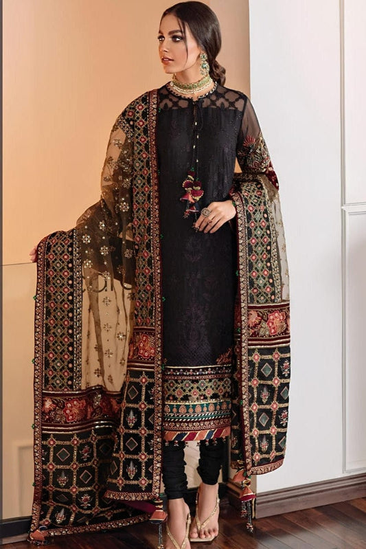EL-BQ14 Lawn Unstitched Embroidered 3pc Suit With Organza Embroidered Dupatta - ELAFF
