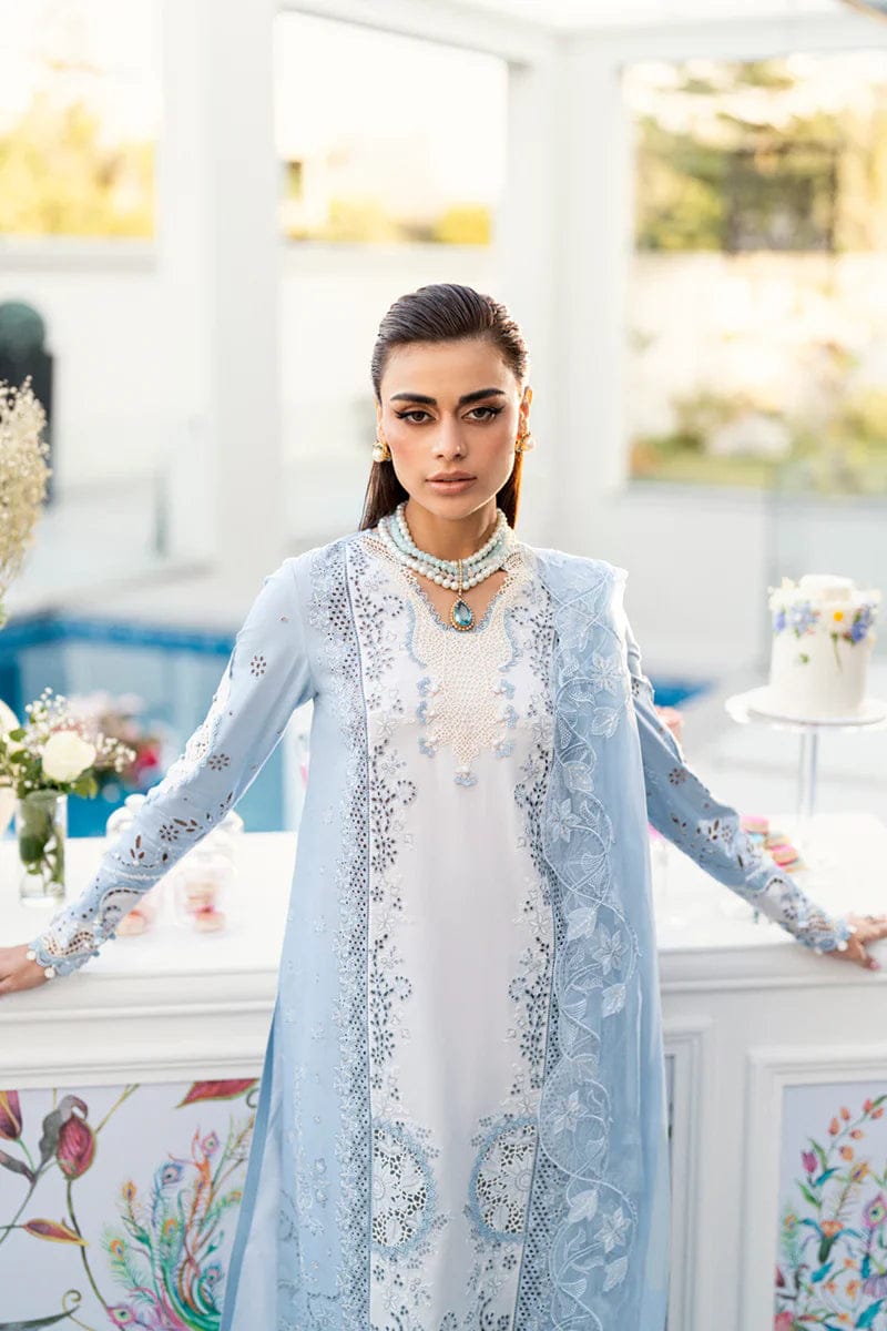 EL-CS2645 Lawn Unstitched Embroidered 3pc Suit With Embroidered Chiffon Dupatta - ELAFF