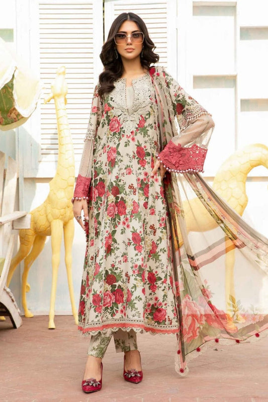 EL-MB425 Digital Printed Lawn Suit 3pc with Poly Lawn Digital Printed Dupatta & Embroidered Patches - ELAFF