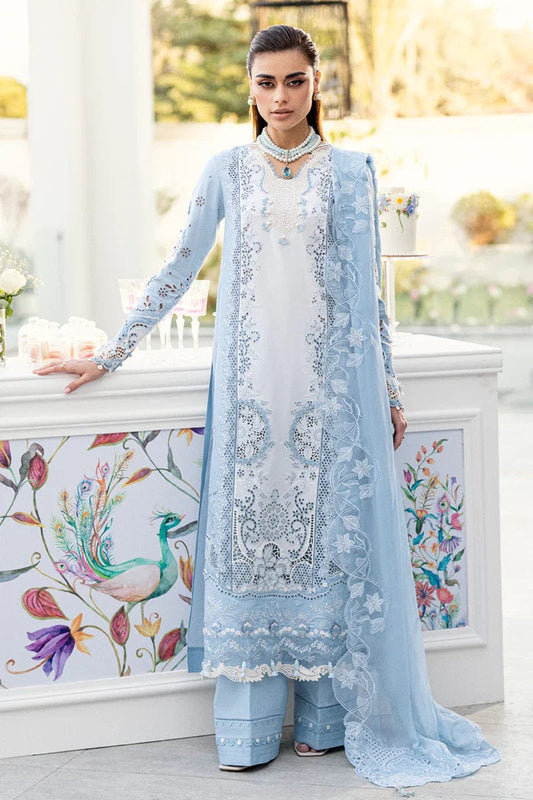 EL-CS2645 Lawn Unstitched Embroidered 3pc Suit With Embroidered Chiffon Dupatta - ELAFF