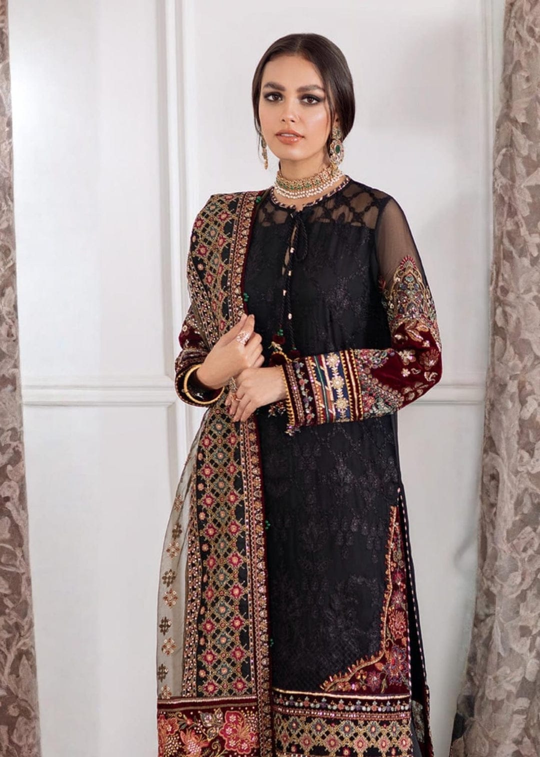 EL-BQ14 Lawn Unstitched Embroidered 3pc Suit With Organza Embroidered Dupatta - ELAFF