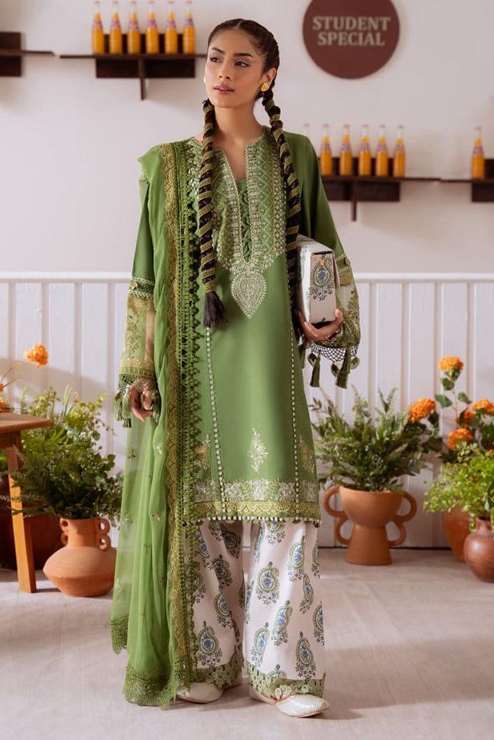 EL-CO514A Unstitched Embroidered Lawn Suit With Embroidered Cotton Net Dupatta - ELAFF