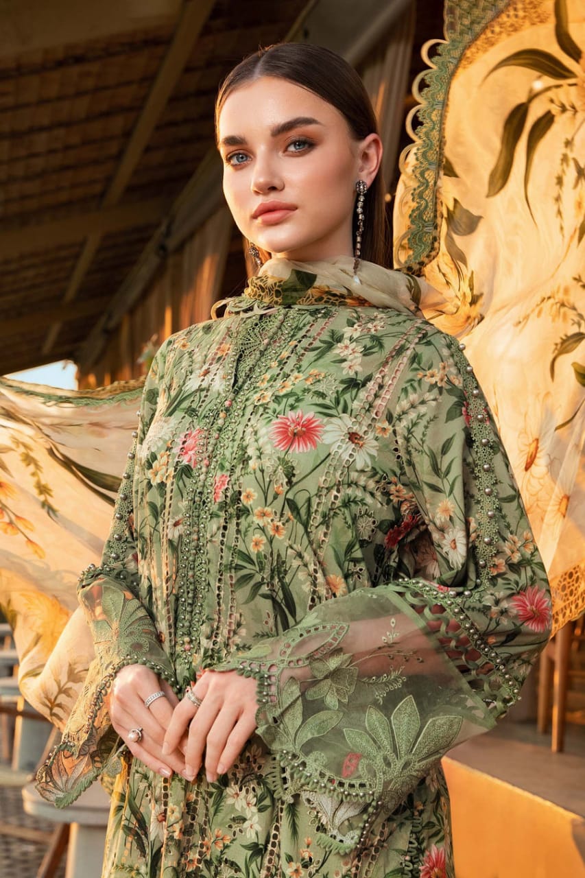 EL-MB452 Unstitched Digital Printed Lawn Suit 3pc With Lawn Digital Printed Dupatta - ELAFF