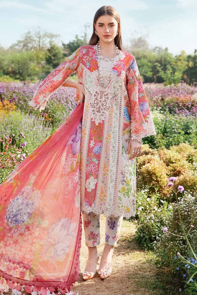 EL-MB468 Unstitched Digital Printed Lawn Suit 3pc With Voil Lawn Digital Printed Dupatta & Embroidered Patches - ELAFF
