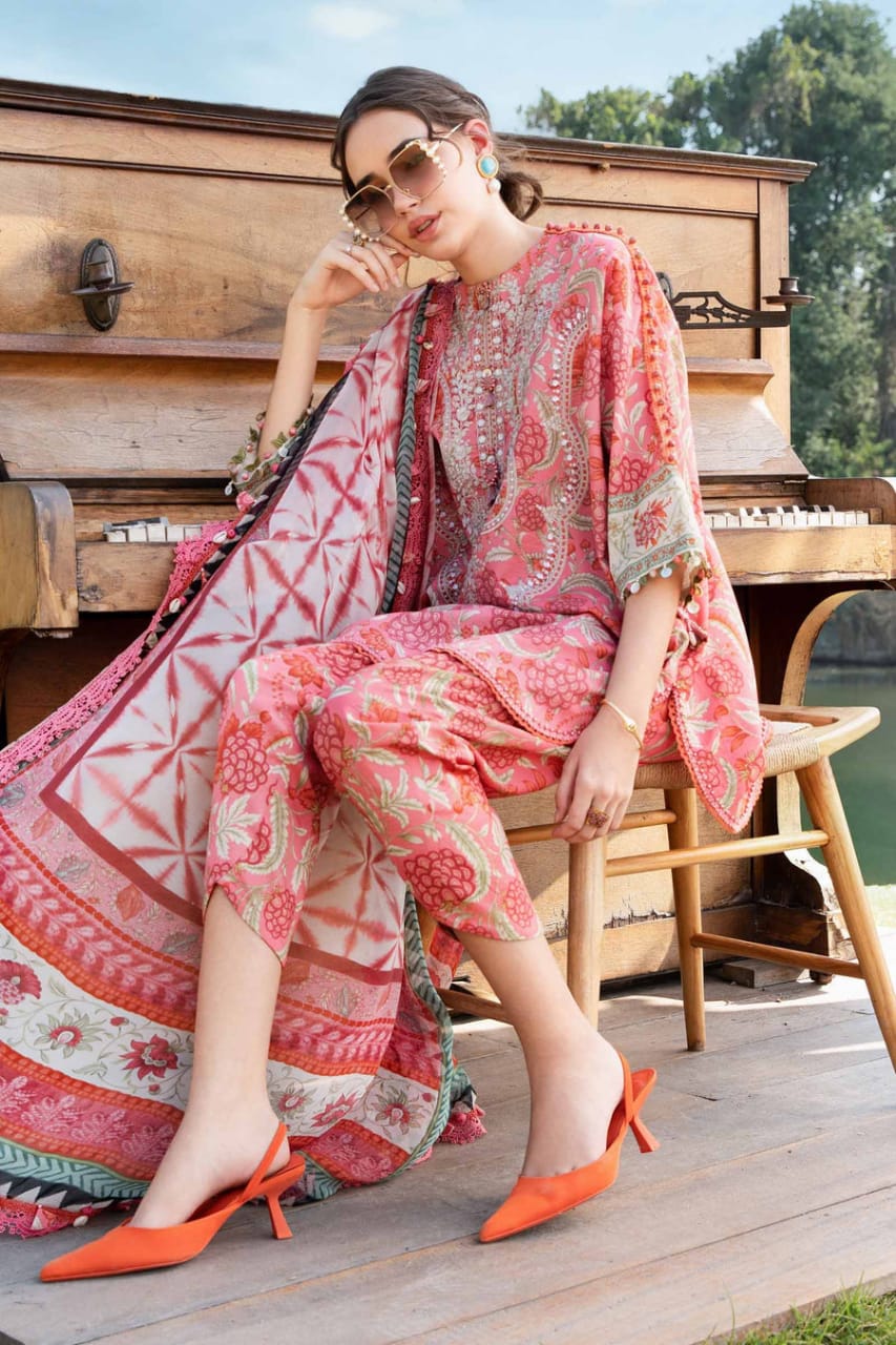 EL-MB458 Unstitched Digital Printed Lawn Suit 3pc With Lawn Digital Printed Dupatta - ELAFF