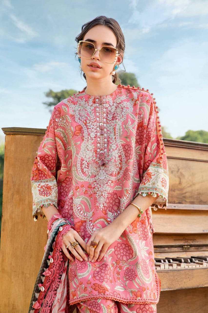 EL-MB458 Unstitched Digital Printed Lawn Suit 3pc With Lawn Digital Printed Dupatta - ELAFF