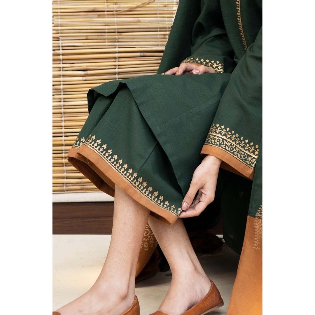 EL-1075 3Pc Unstitched Dhanak Suit with Printed Woolen Shawl - ELAFF