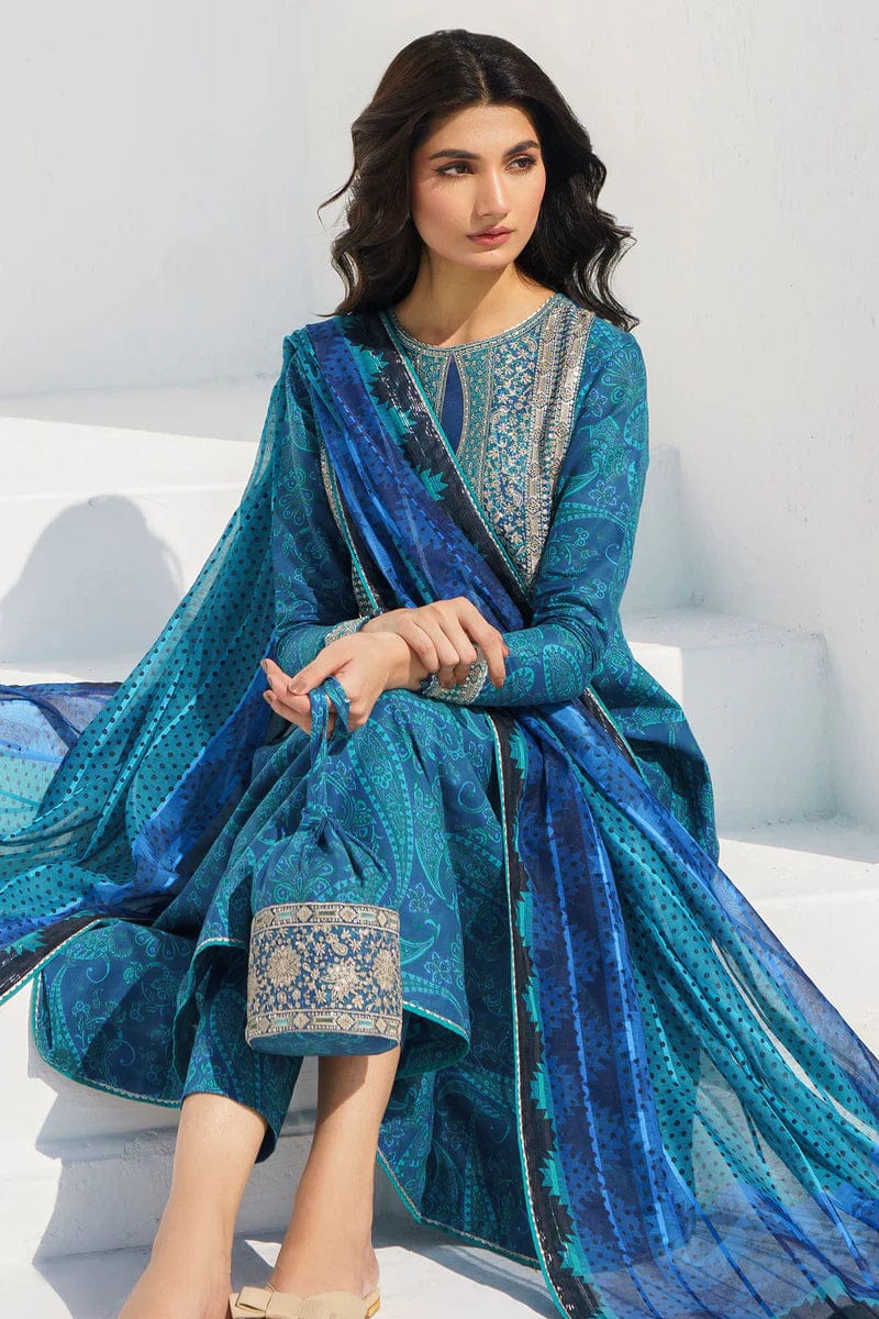 EL-BQ454 Digital Printed Lawn Suit 3pc with Lawn Digital Printed Dupatta - ELAFF