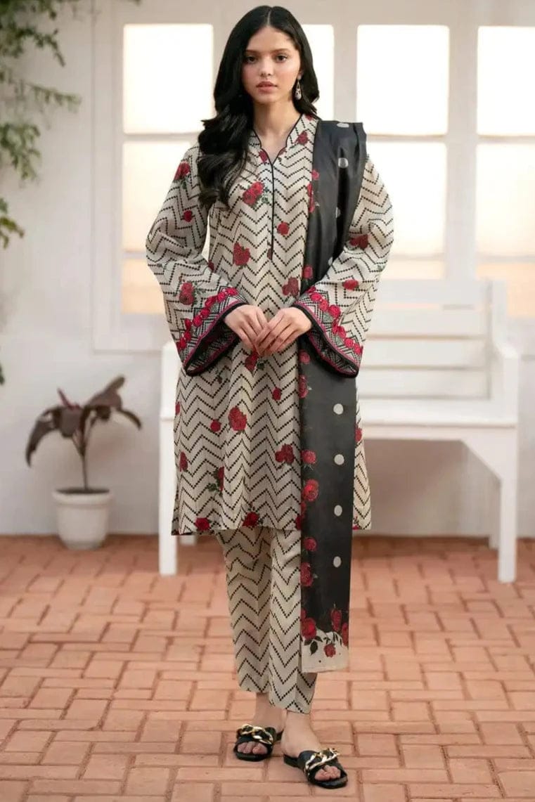 EL-BK178 Khaddar 3pc Digital Printed Suit With Digital Printed Khaddar Dupatta - ELAFF
