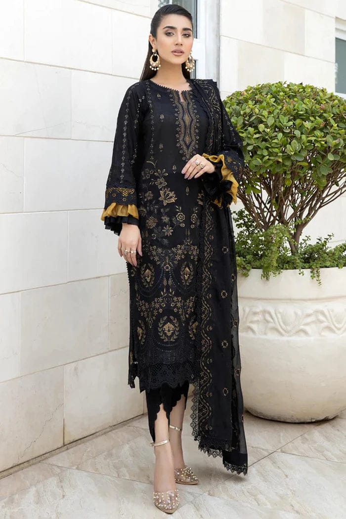 EL-BA06 Un-Stitched Lawn Embroidered 3pc With Organza Embroidered Dupatta - ELAFF