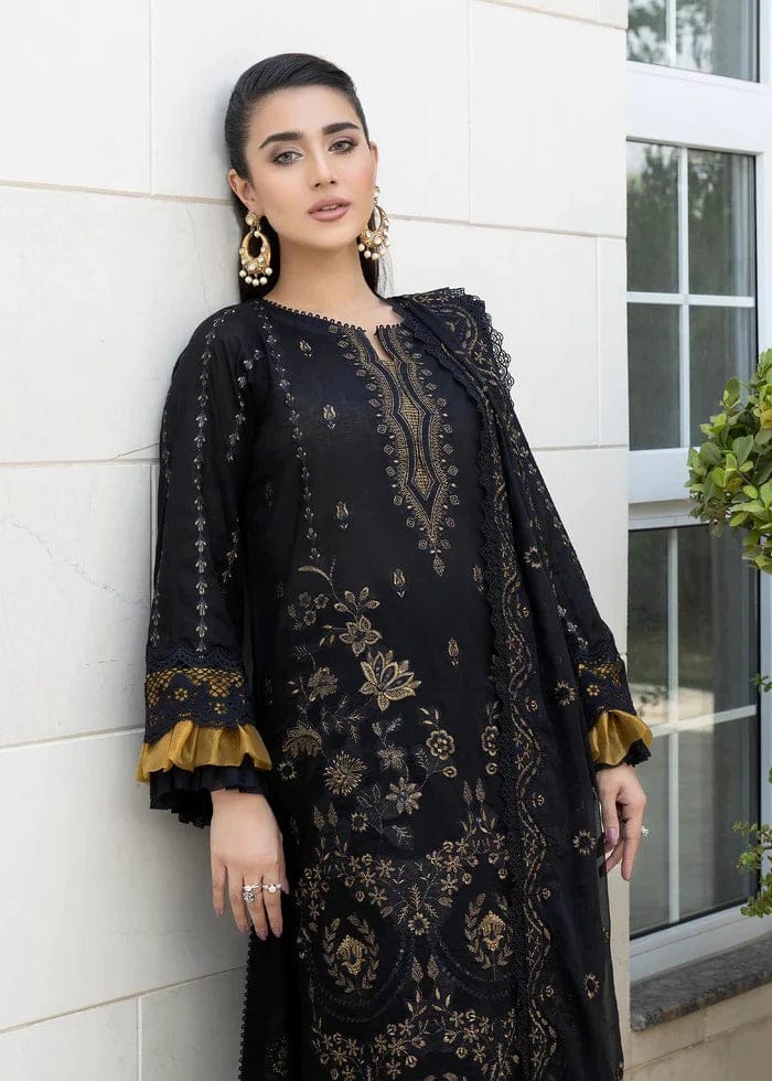 EL-BA06 Un-Stitched Lawn Embroidered 3pc With Organza Embroidered Dupatta - ELAFF