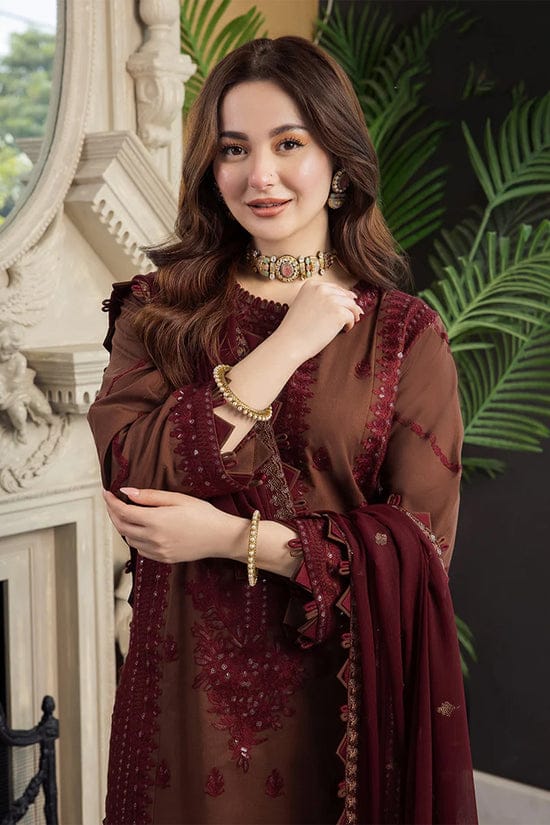 EL-AJ56 Unstitched Embroidered Dhanak Wool Suit With Embroidered Dhanak Shawl - ELAFF