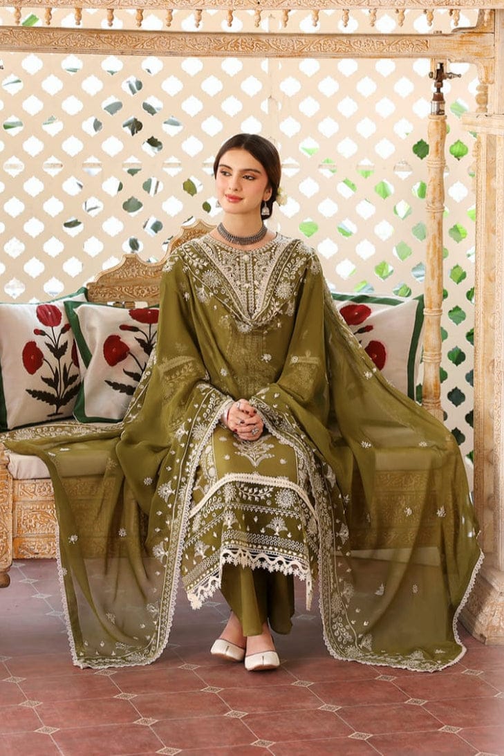 EL-MR590 Unstitched Heavy Embroidered Dhanak Suit With Embroidered Dhanak Shawl - ELAFF