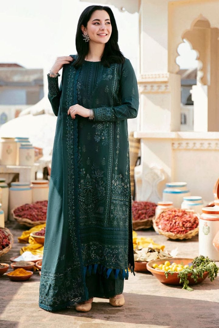 EL-MB935 Unstitched Fully Embroidered Dhanak Suit Embroidered Dhanak Shawl - ELAFF