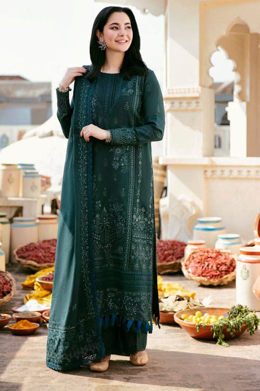 EL-MB935 Unstitched Fully Embroidered Dhanak Suit Embroidered Dhanak Shawl - ELAFF