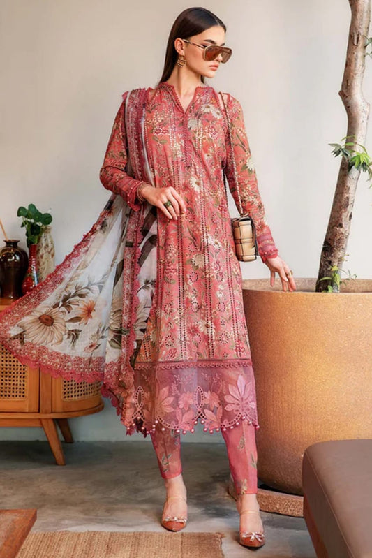 EL-MB470 Unstitched Digital Printed Lawn Suit 3pc With Lawn Digital Printed Dupatta & Embroidered Patches - ELAFF