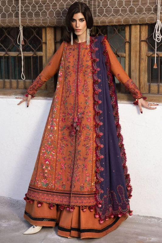 EL-MB610 Unstitched Heavy Embroidered Dhanak Suit With Embroidered Dhanak Shawl - ELAFF