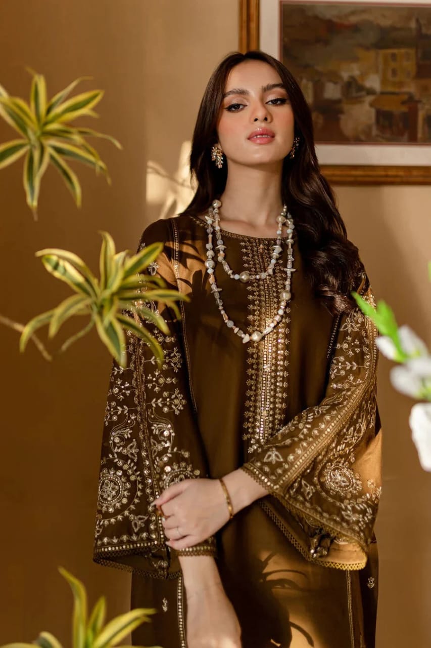 EL-68 Unstitched Fully Embroided Dhanak 2 Piece Suit - ELAFF
