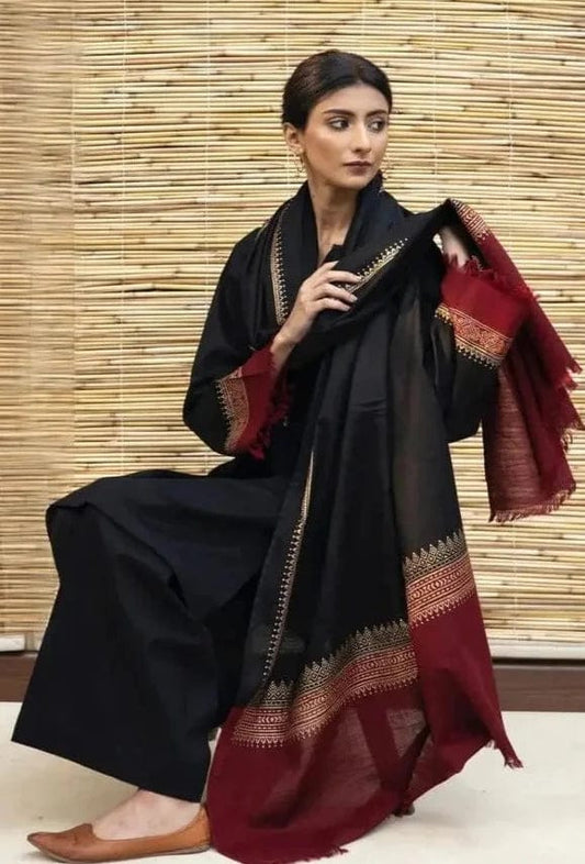 EL-1076 3Pc Unstitched Dhanak Suit with Printed Woolen Shawl - ELAFF