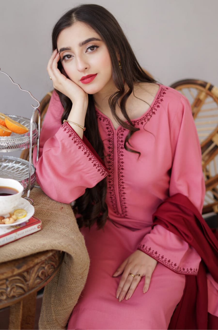 EL-AS15 Unstitched Fully Embroidered Dhanak Suit With Dhanak Shawl - ELAFF