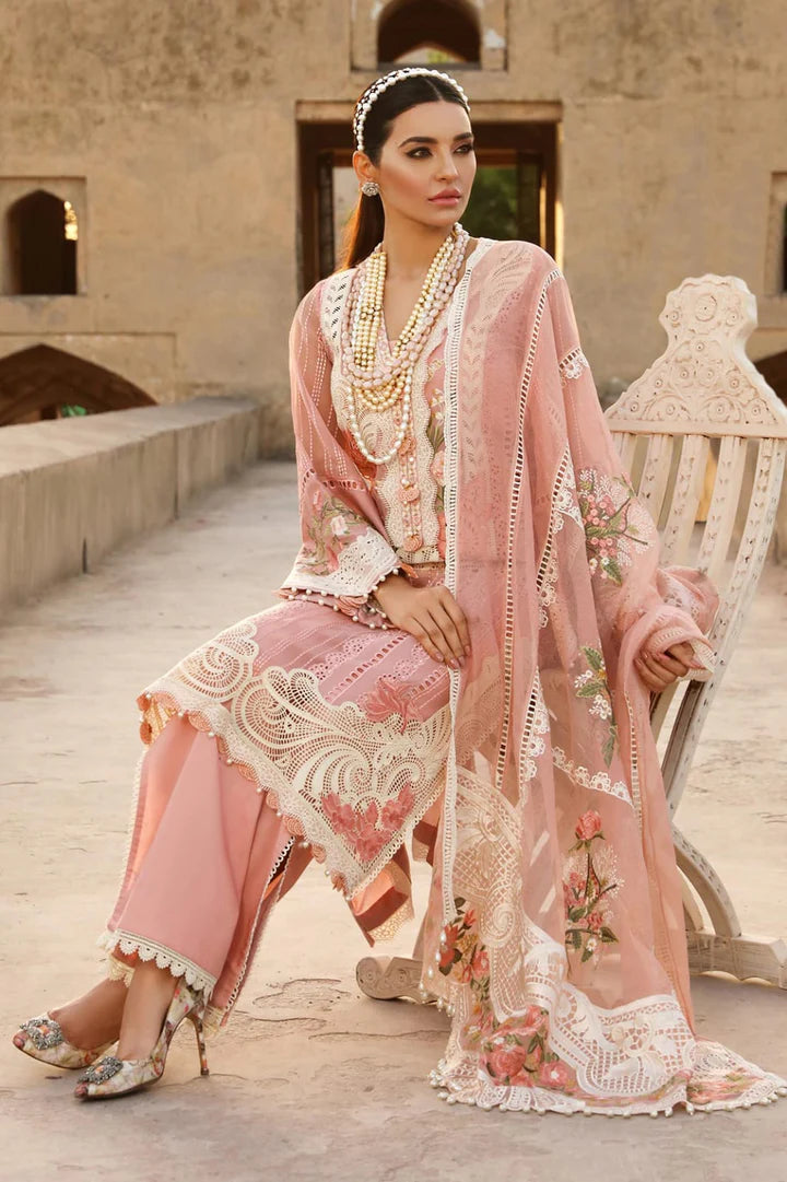 EL-28 Lawn Unstitched Embroidered 3pc Suit With Organza Embridered Dupatta - ELAFF