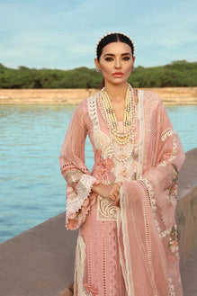 EL-28 Lawn Unstitched Embroidered 3pc Suit With Organza Embridered Dupatta - ELAFF