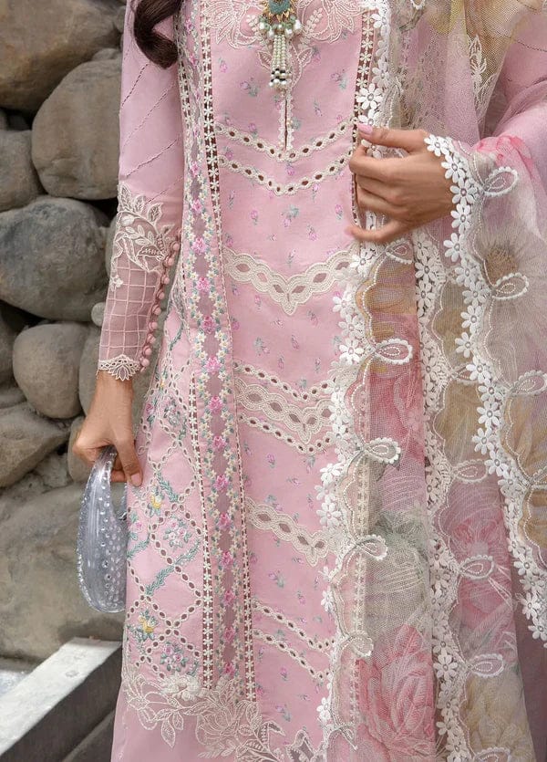 EL-CM2600 Lawn Unstitched 3pc Embroidered Suit With Embroidered Poly Lawn Dupatta - ELAFF