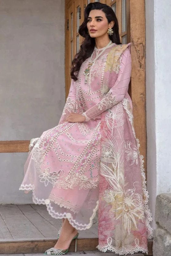 EL-CM2600 Lawn Unstitched 3pc Embroidered Suit With Embroidered Poly Lawn Dupatta - ELAFF