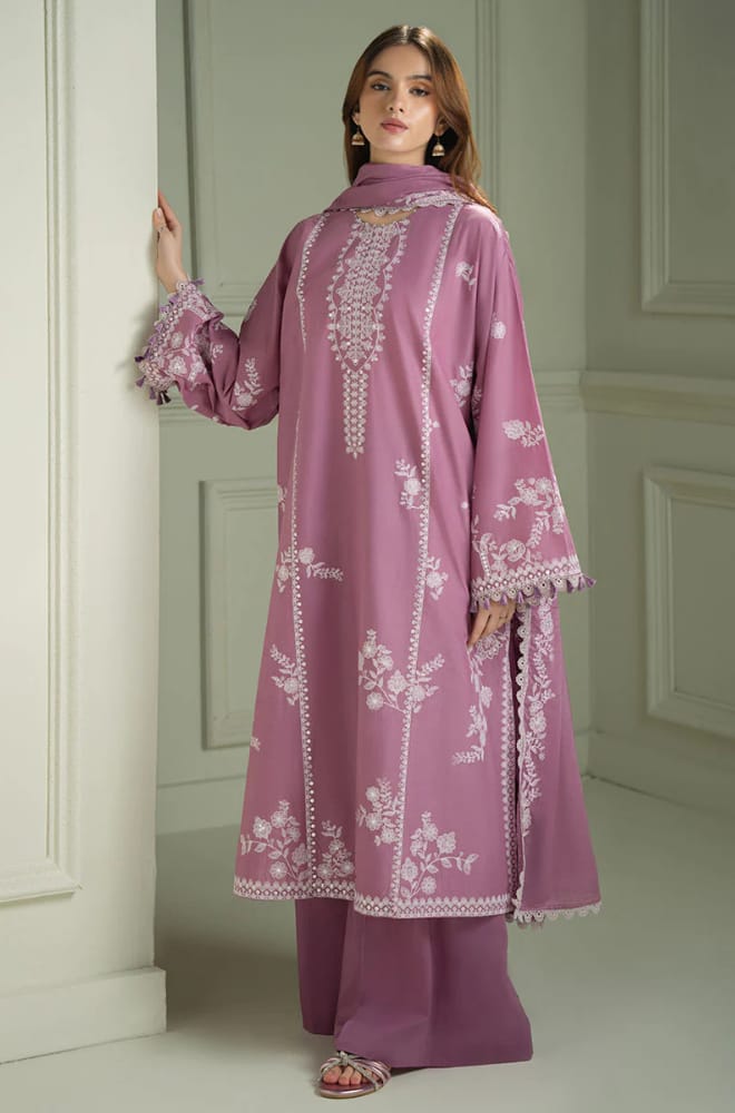 EL-CS900 Unstitched Heavy Embroidered Dhanak Suit With Embroidered Dhanak Shawl - ELAFF