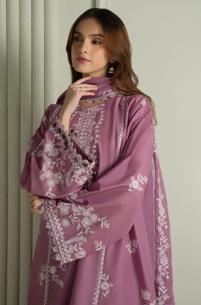 EL-CS900 Unstitched Heavy Embroidered Dhanak Suit With Embroidered Dhanak Shawl - ELAFF